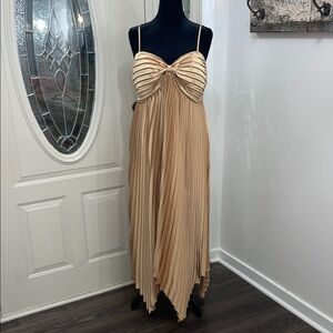 Petal & Pup Asymmetrical Pleated Cream Dress